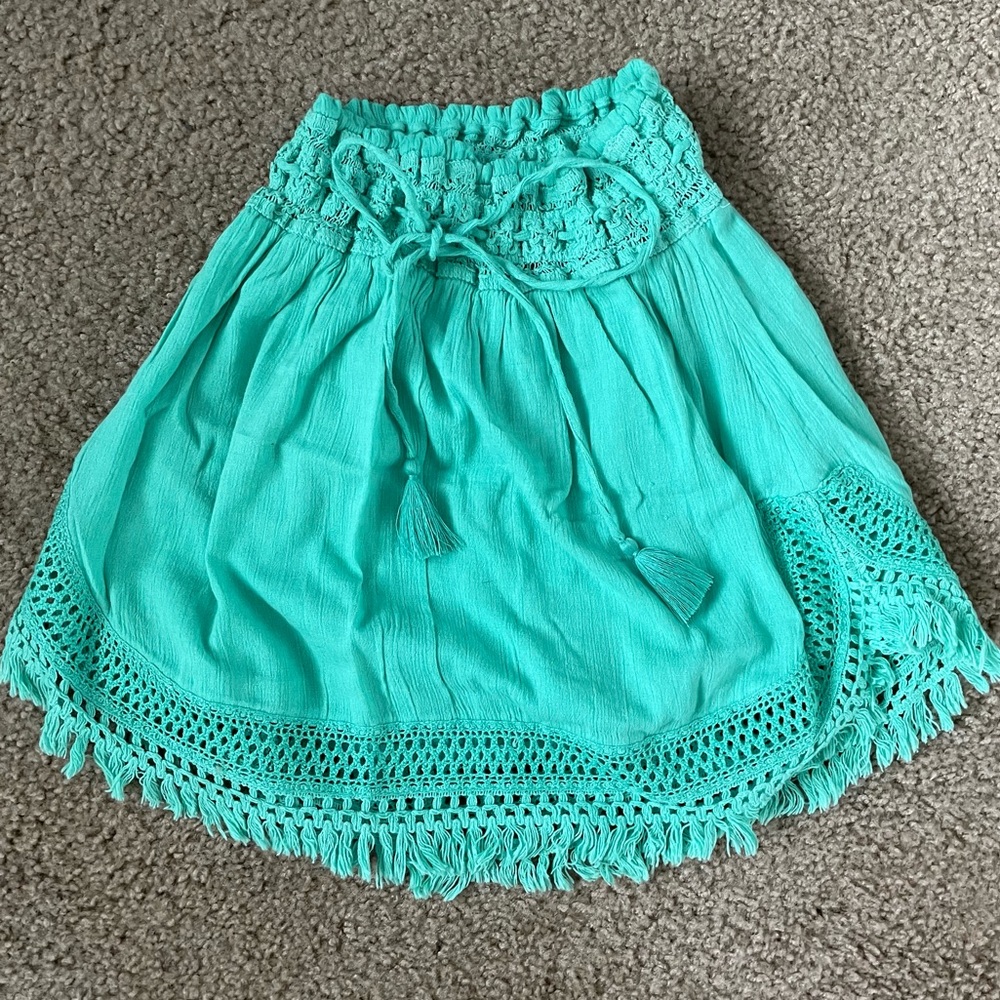 Aerie Teal Tassel Skirt